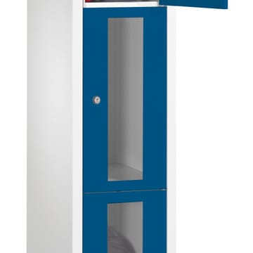 Vestiaire monobloc multicases sur socle et portes vitrées