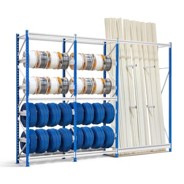 Combiné rayonnage PORTECO porte-bobine + rayonnage vertical